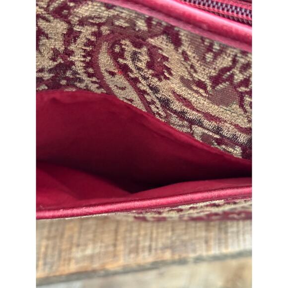 Vintage EGO Tapestry Handbag Red Leather Trim Structured Top Handle Bag - Picture 4 of 13